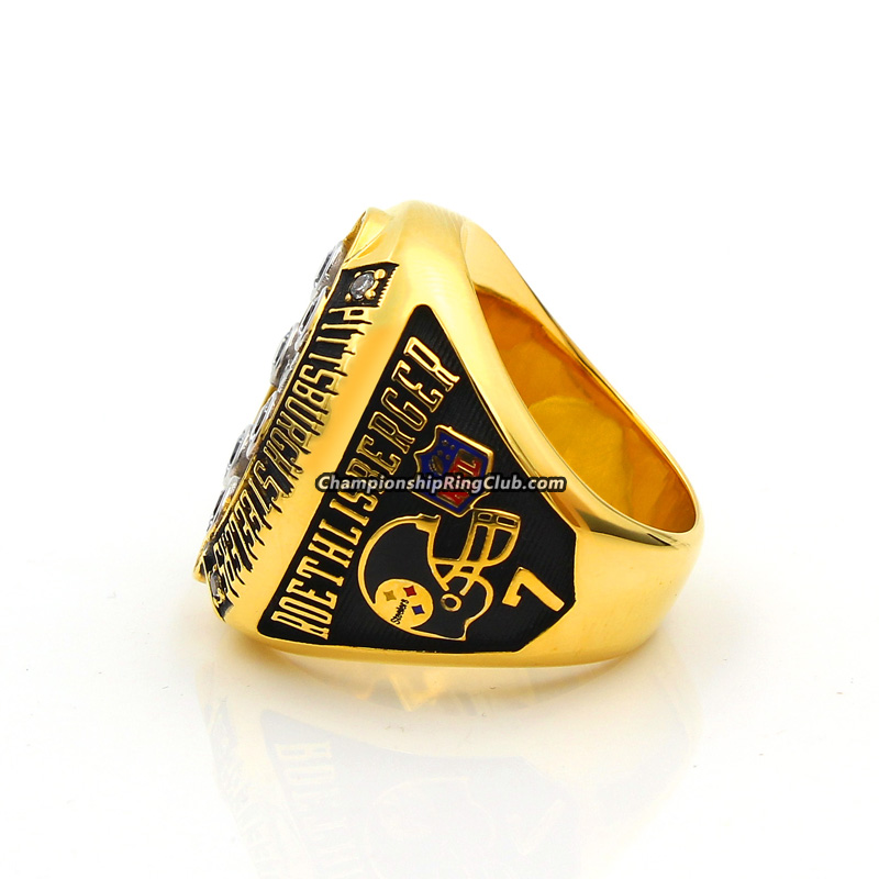 10K Pittsburgh Steelers Enamel Football Team Ring Yellow Gold – M