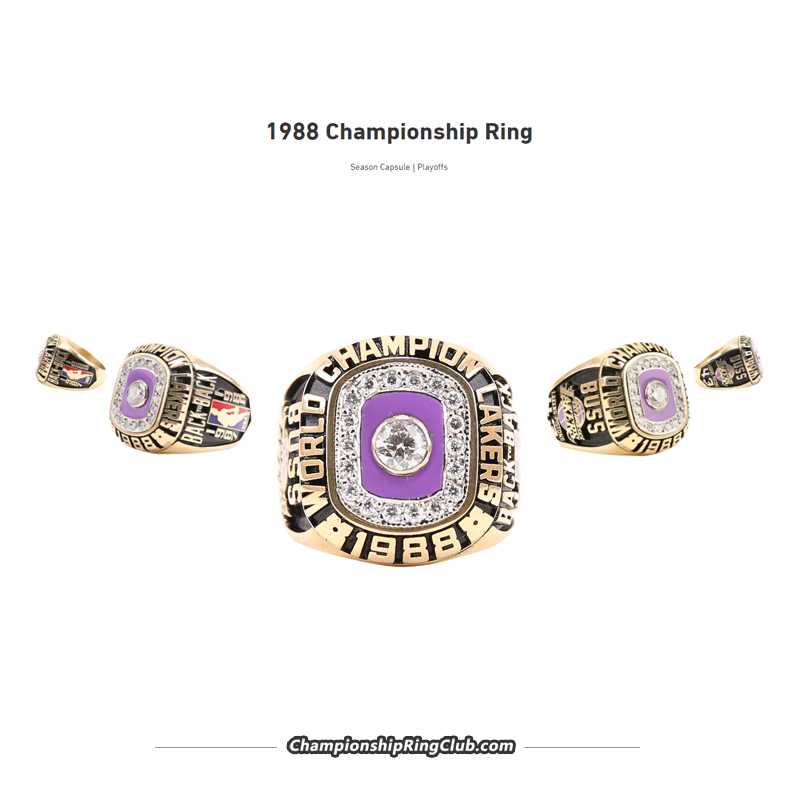 1988 Los Angeles Lakers NBA World Champions 10K Gold Ring